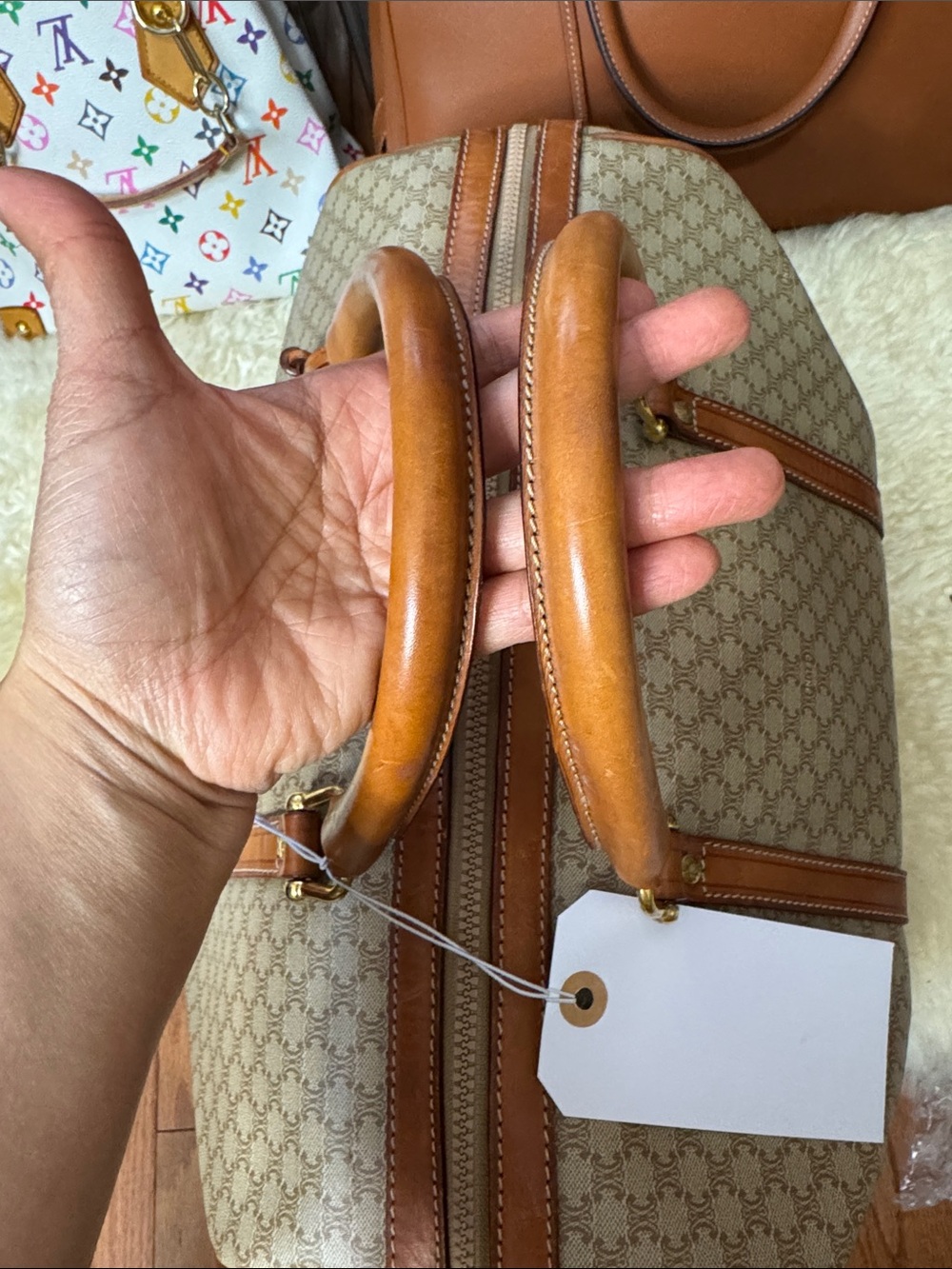 Celine Tan & Beige Monogram Canvas Duffel Bag - Picture 3 of 11